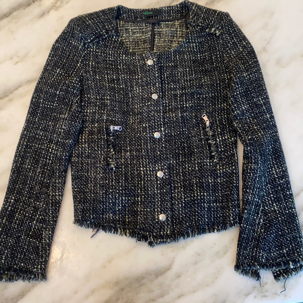 Stile Benetton designer jacket// Black and White